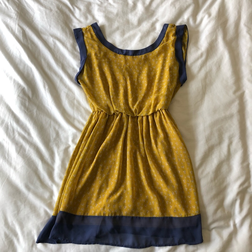 Yellow and blue flower sundress. Size Small